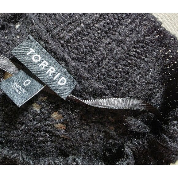 Torrid Womens Black Open Knit Pullover Sweater Size 0 - Picture 5 of 11